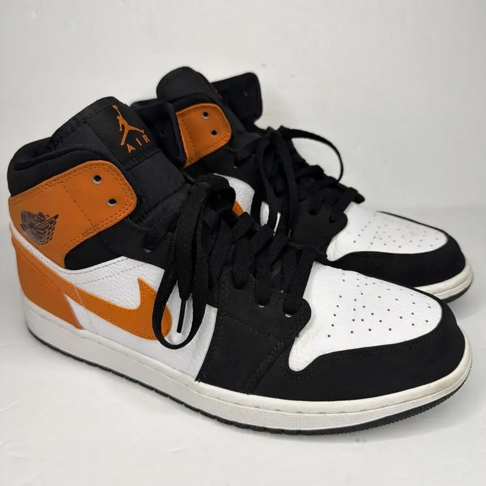 Nike Men’s size 11 Air Jordan 1 Mid Shattered Backboard Black Orange White Shoes